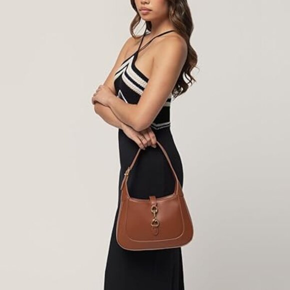 Neiman Marcus Saddle Brown Lock 2-in-1 Convertible Shoulder & Crossbody Bag - Picture 3 of 6